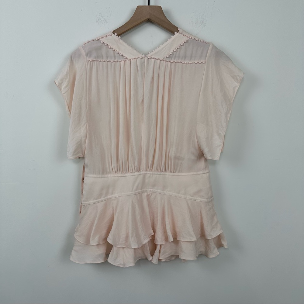 Rebecca Taylor 100% Silk Pink V Neck Blouse, 6 - Picture 2 of 8